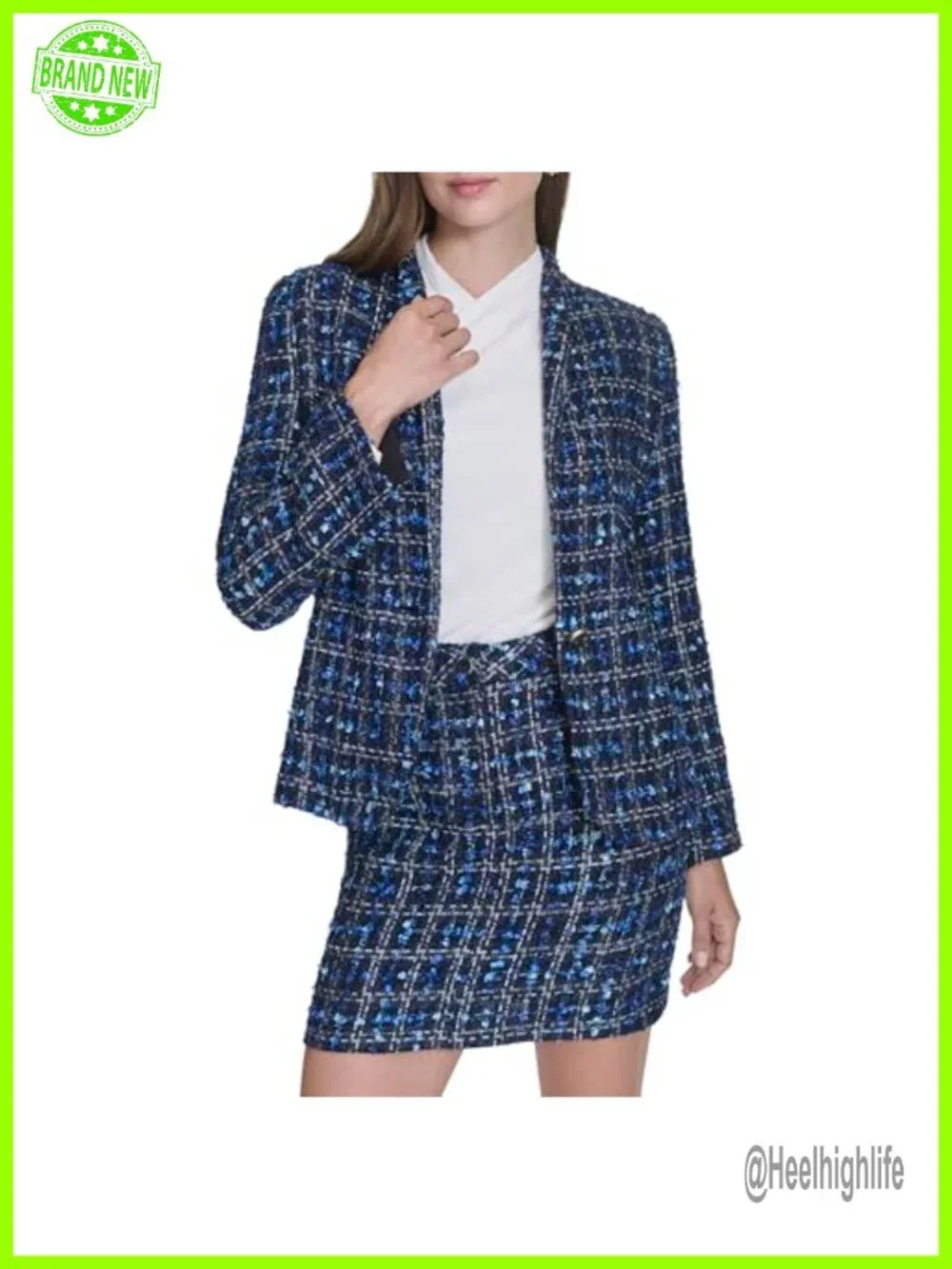 Embellished Tweed Chain Belted Blazer Blazer Suiting Women's Suit Jacket